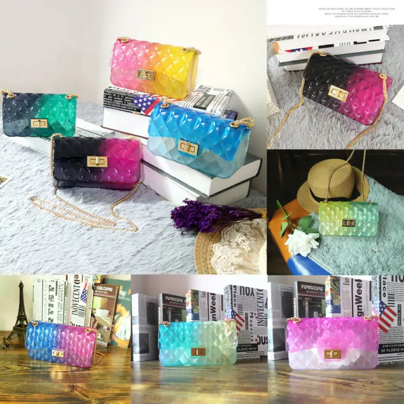 

Fashion women's waterproof PVC shoulder bag crystal candy handbag 2019 new portable Messenger bag