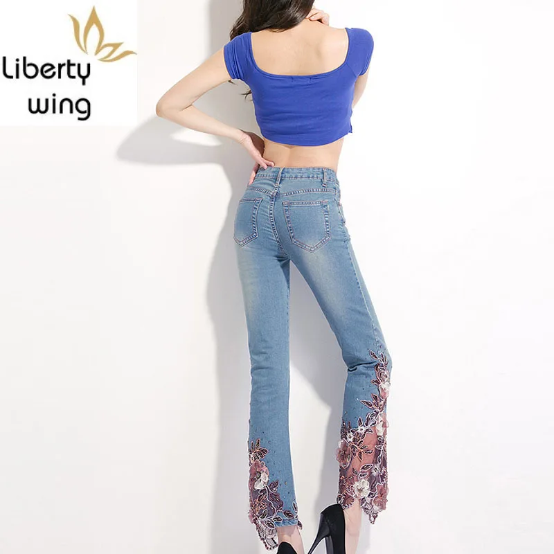 Новый стиль Модные женские ботинки Джинсы с вырезами Женские джинсовые брюки