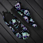 Кроссовки ELVISWORDS женские с сетчатым верхом, удобные сникерсы в цветочном стиле, на шнуровке, с изображением сахарного черепа, прогулочная обувь на плоской подошве