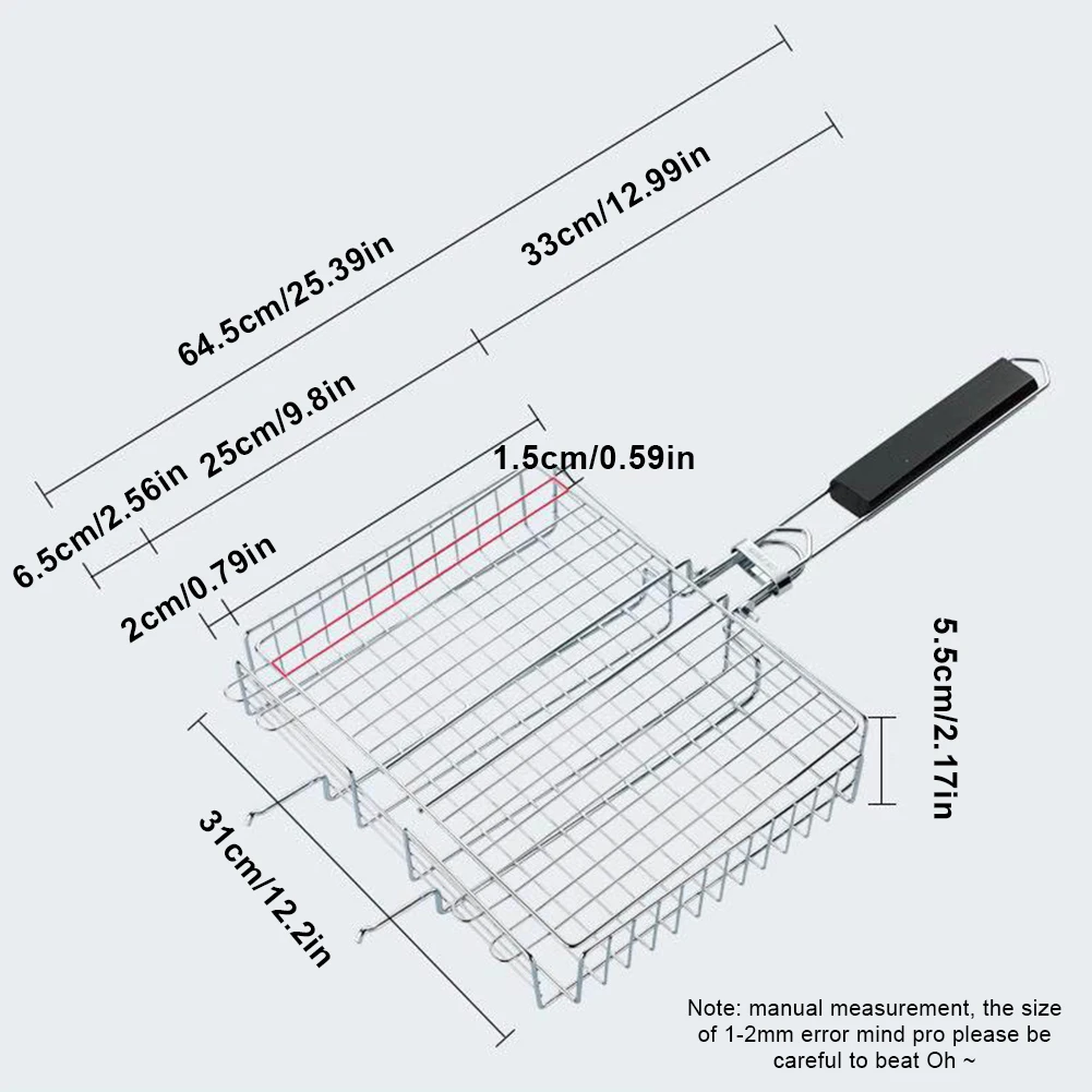 

Portable BBQ Grill Basket Stainless Steel Rustproof Barbecue Tool Grilling Rack With Long Handle Outdoor Grill Accessories