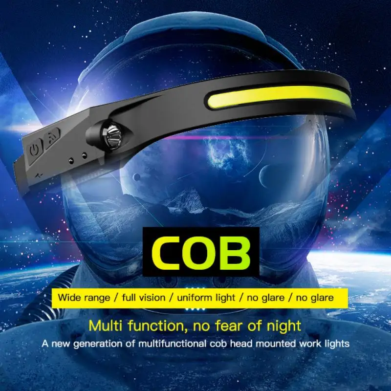 

2021 new LED mini multifunctional waved sensor head-mounted light COB outdoor adventure fishing glare flashlight