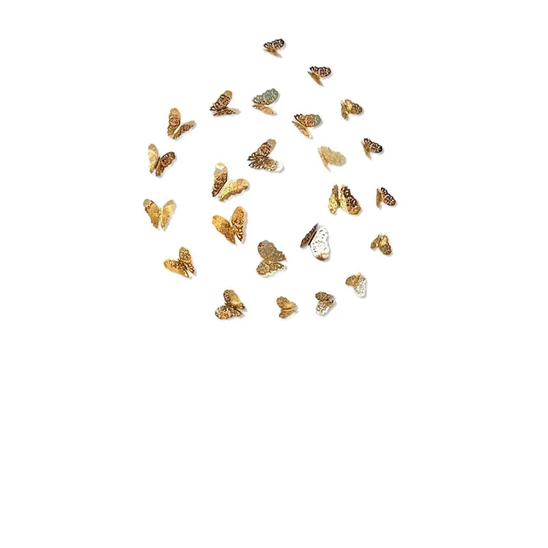 

2021NEW 12pcs 3D Hollow Butterfly Wall Sticker for Home Decor DIY Butterflies Fridge stickers Room Decoration Party Wedding