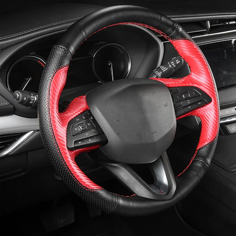 

For Cadillac XT4 DIY leather hand-sewn car steering wheel cover