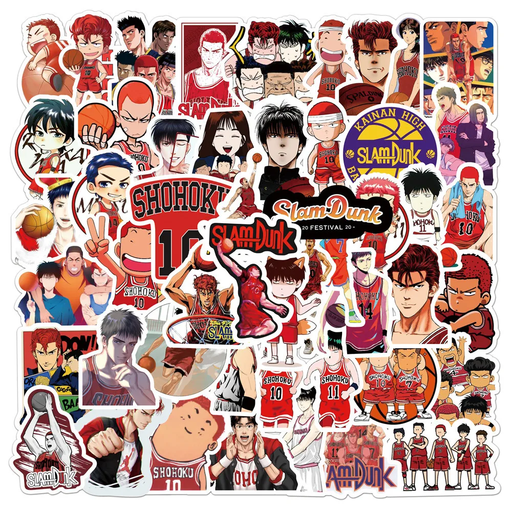 50 100pcs/Pack Japan Anime pegatinas Slam Dunk Stickers aesthetic Laptop Bicycle Guitar Skateboard Waterproof stikers - купить по