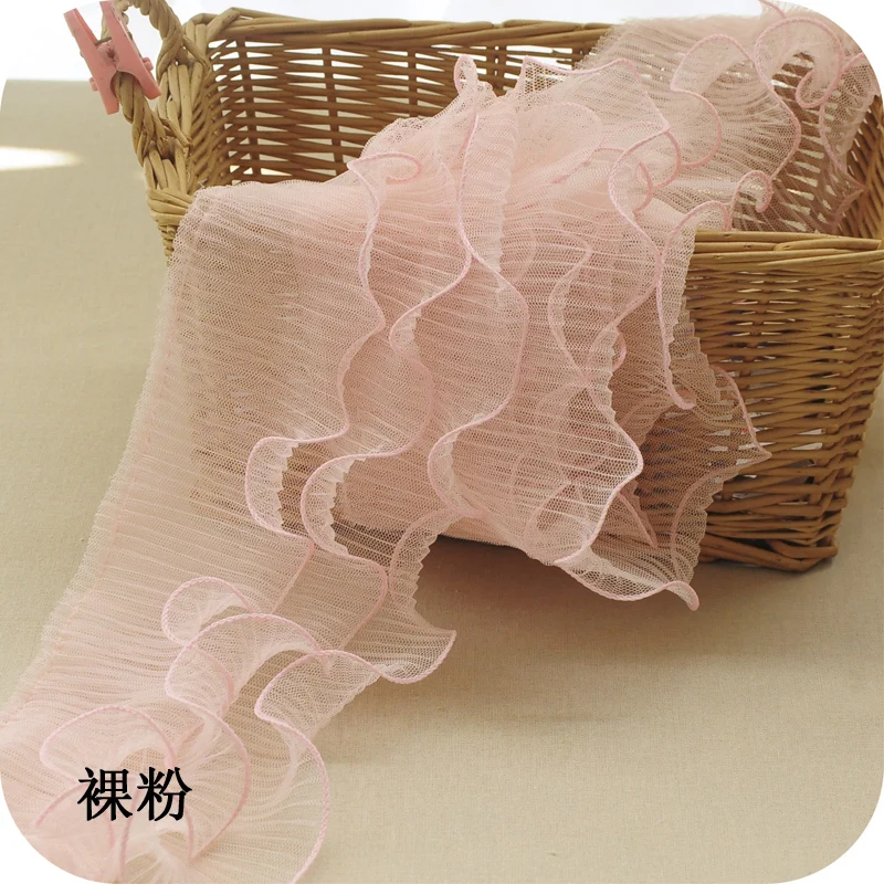 

1M Pleated Tulle Guipure Pink Black White Lace Fabric 12cm Trim Green Lace Ribbon DIY Sewing Curtain Craft Supplies dentelle SA9