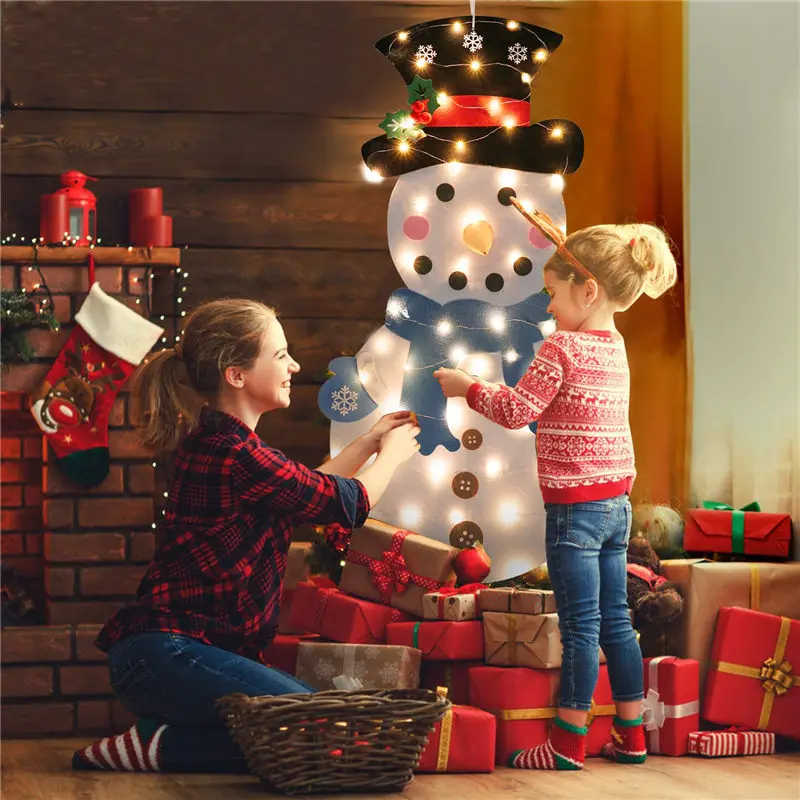 DIY светящийся Войлок рождественские подарки снеговик Рождественская Наклейка