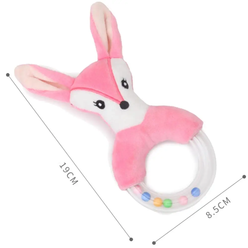 Soft Cartoon Fox Rabbit Sheep Plush Handbell Infant Baby Sound Rattle Toy Gift