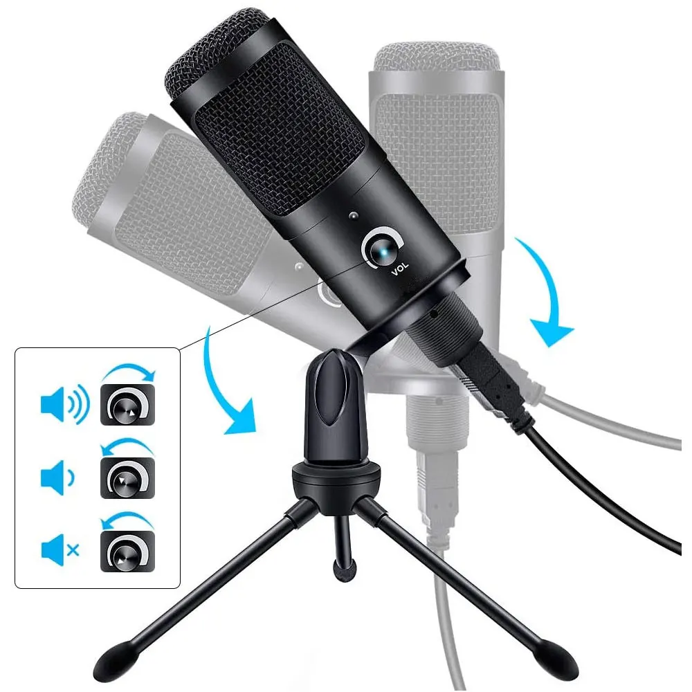 

USB Microphone Professional Condenser Microphones For PC Computer Laptop Recording Studio Singing Gaming Streaming