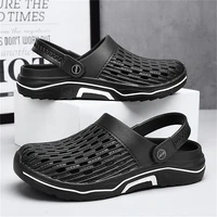 men hollow out mesh flats hole sandals lightweight outdoor beach casual breathable shoes summer flip flops non slip slippers