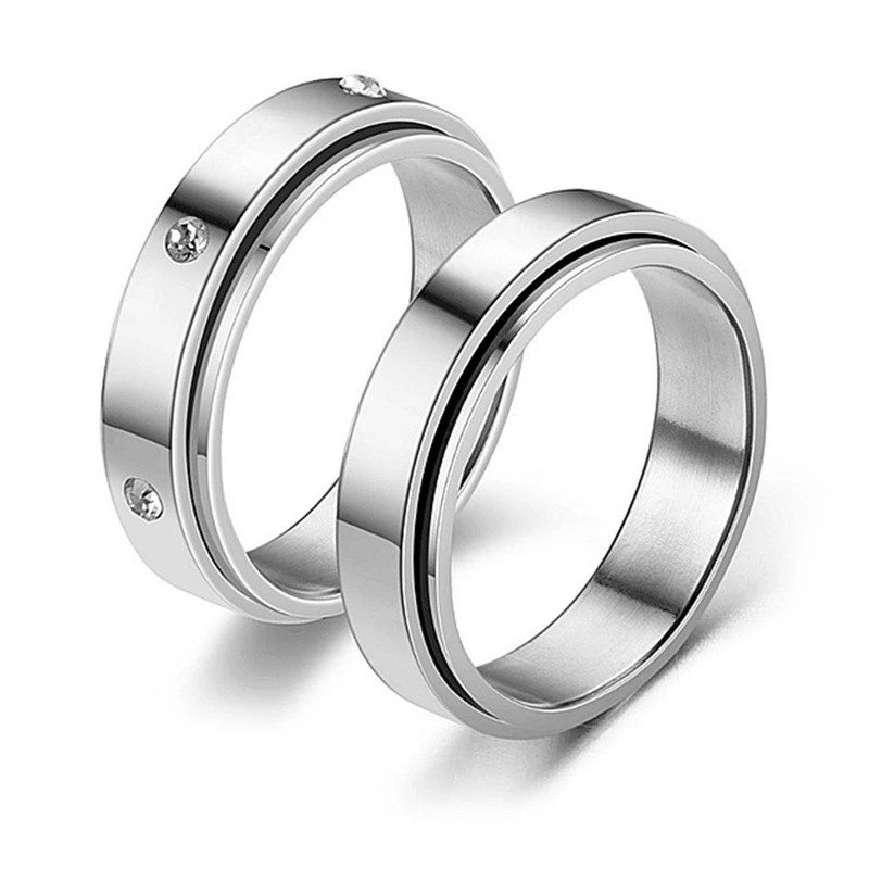 1Pc Anxiety Ring Figet Spinner Rings For Women & Men Titanium Steel Rotate Freely Spinning Anti Stress Accessories Jewelry Gifts