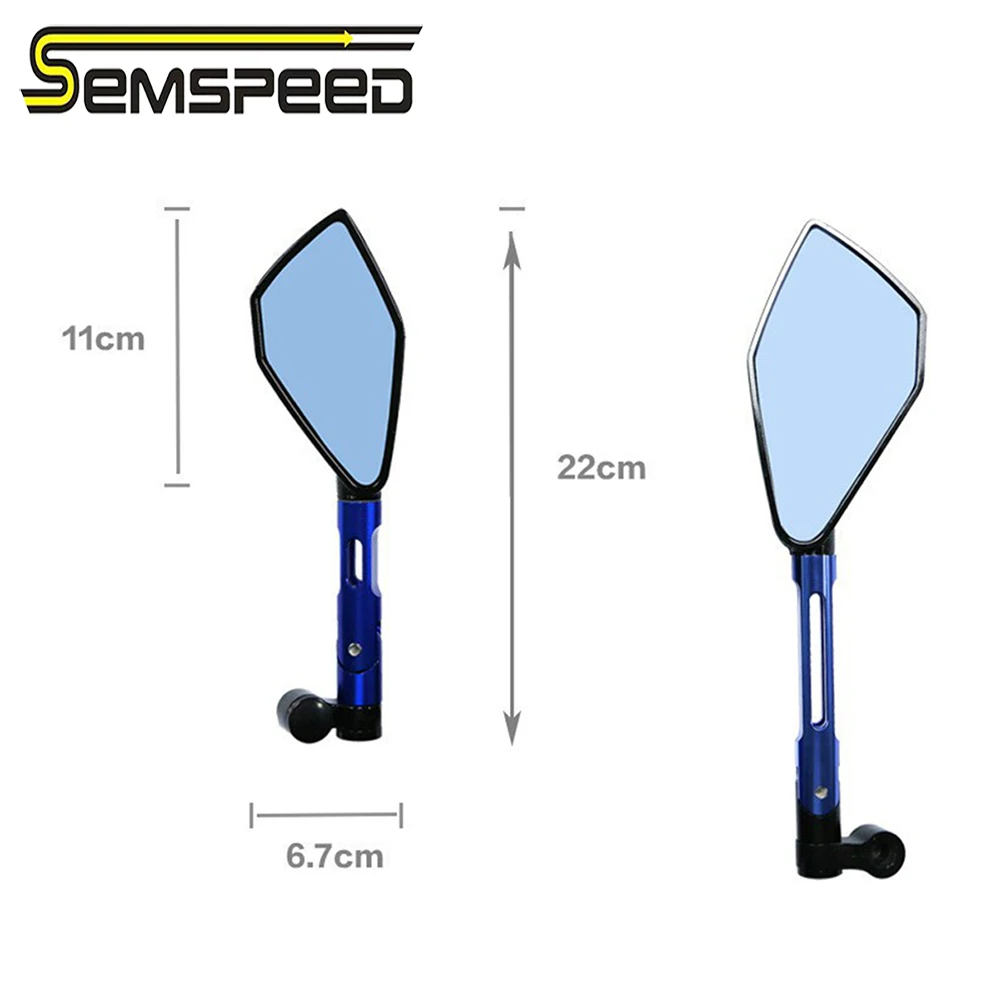 Универсальное зеркало заднего вида из голубого стекла мотоцикла с ЧПУ боковые