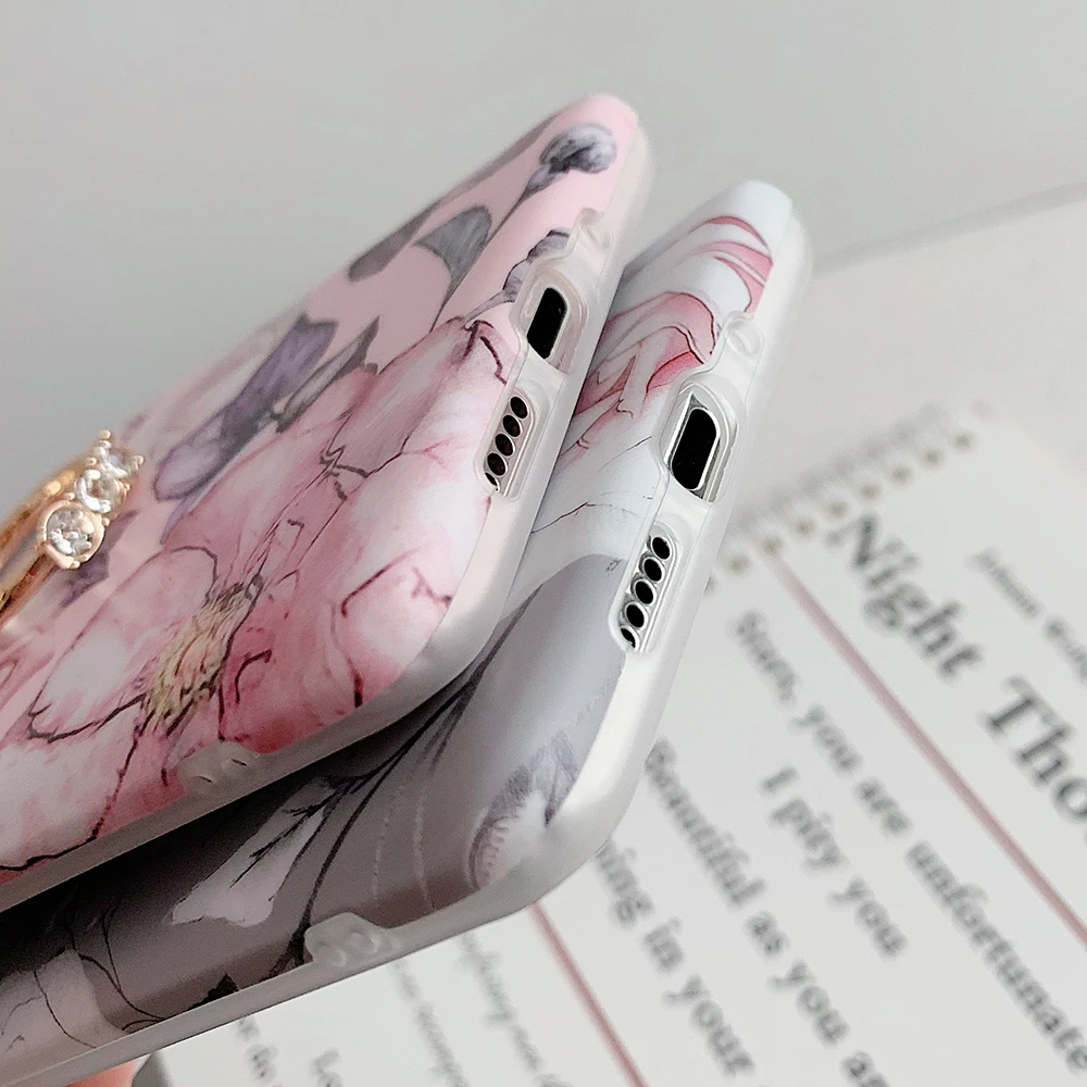 Ретро чехол для телефона с цветком и кольцом на палец Huawei P20 P30 P40 Pro Lite Mate 20 30 мягкий