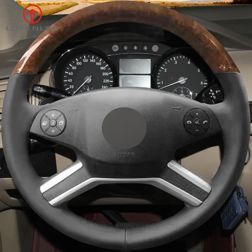LQTENLEO черный кожаный чехол рулевого колеса автомобиля для Mercedes Benz M-Class 2009-2011 R-Class