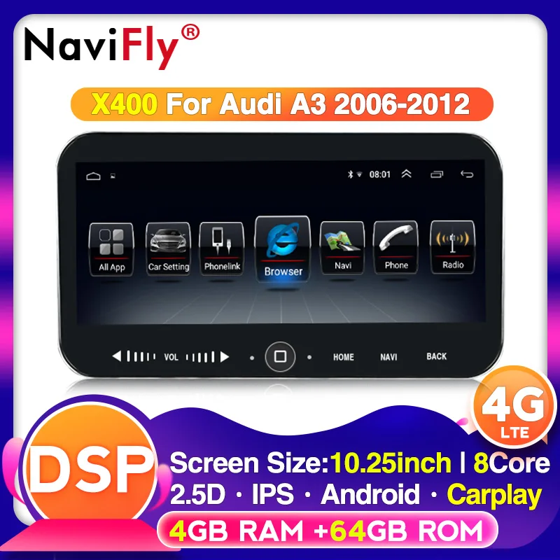 Octa Core 4G RAM 64G ROM 10 25 дюймов DSP для Audi A3 8P/A3 8P1 3 дверный хэтчбек/S3 8P/RS3 Sportback