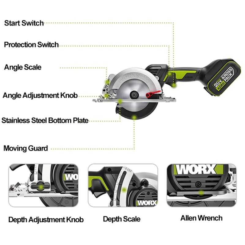 Циркулярная Пила Worx WU533 6900 об/мин 120 мм | Инструменты
