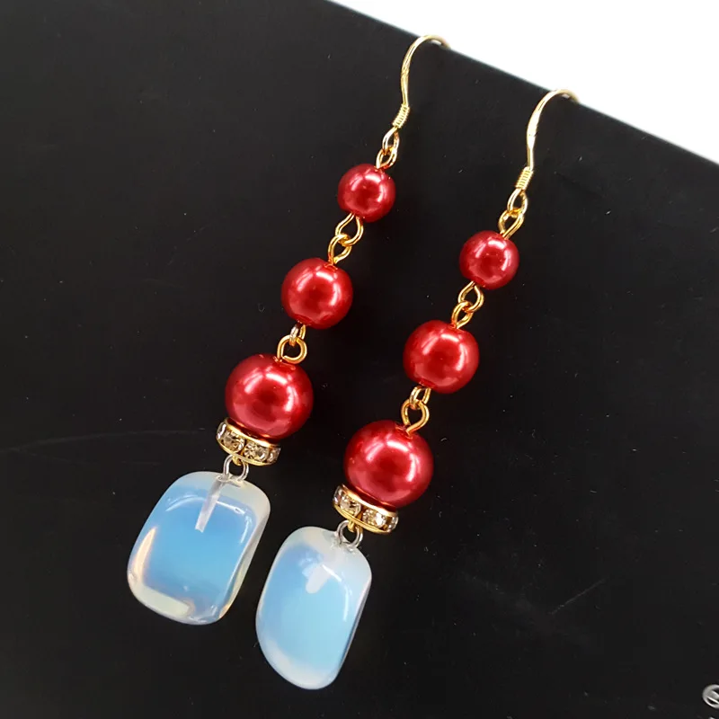 Женские Гламурные серьги с натуральными драгоценными камнями популярные