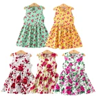 Детское хлопковое и льняное платье без рукавов с цветочным принтом на весну и лето