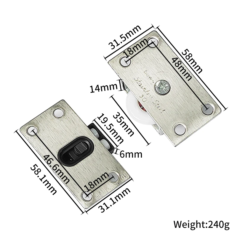 Направляющая для двери шкафа из нержавеющей стали 338 раздвижная дверь беззвучный