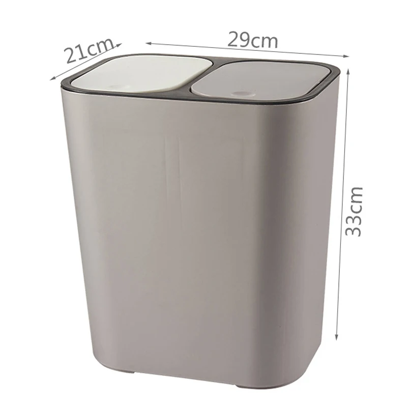 

Dry and Wet Separation Trash Can Large Rubbish Bin with 2 Lids Push Type For Kitchen Living Room MOWA889