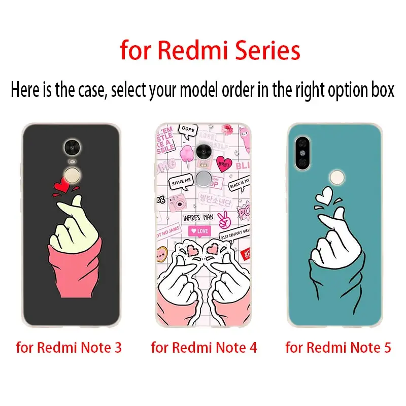 Мягкий чехол k pop Love on the finger kpop для Xiaomi Redmi Note 8 7 6 5 Pro 8a 6pro 6a s2 5a 4a 5plus y3 чехлы Etui |