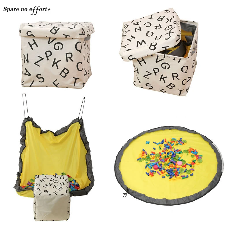 

Creative Design Multi-Func Portable Kids Toy Storage Bag Picnic Blanket Play Mat Toys Organizer Box Practical Storage Bags