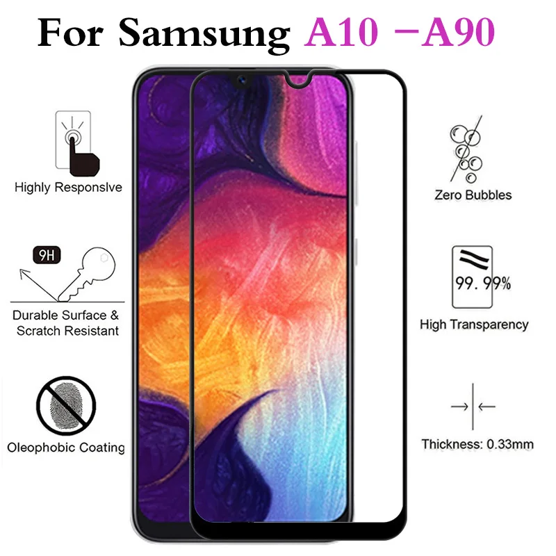 Чехол для телефона из закаленного стекла samsung a10 a20 a30 a40 a50 Защитная пленка экрана