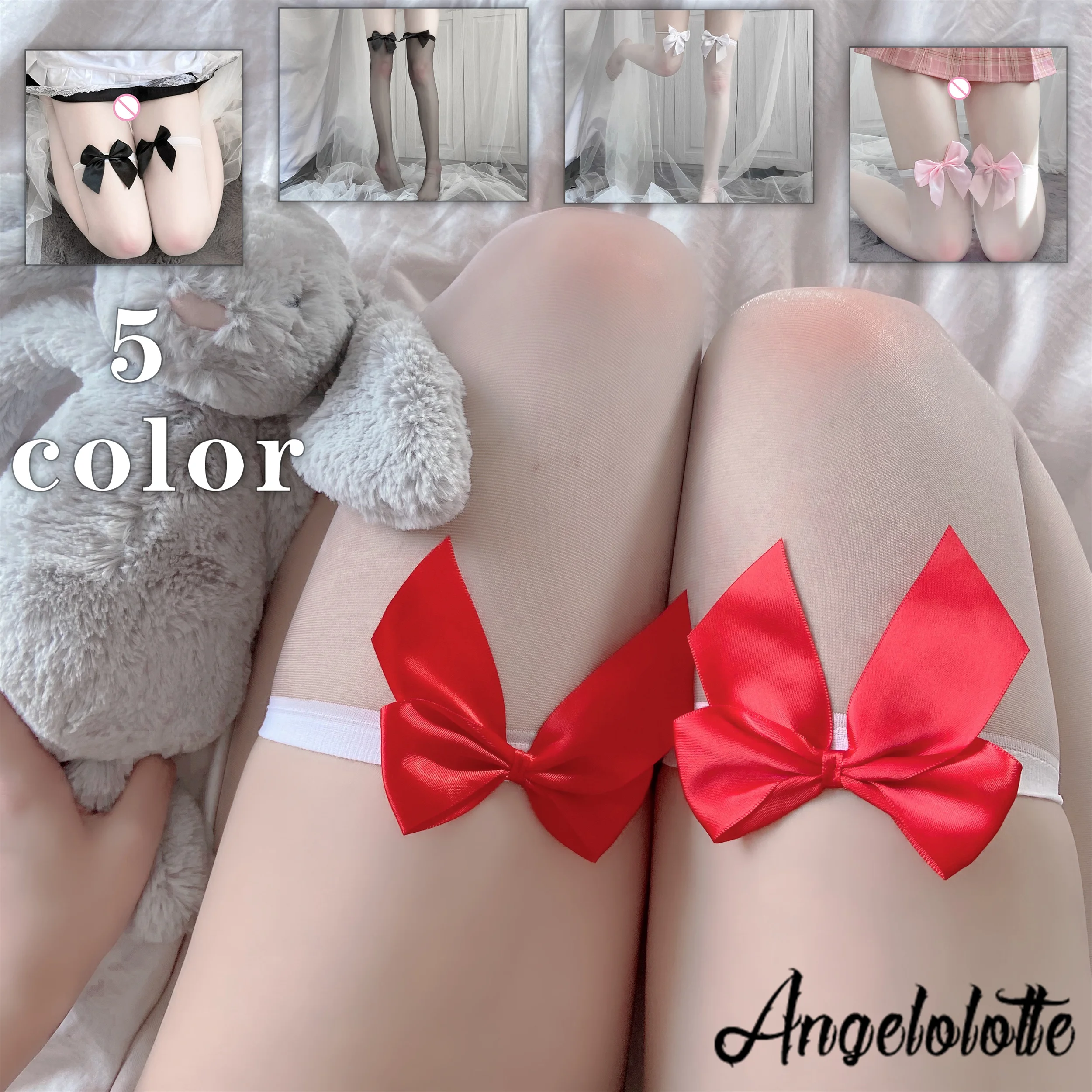 

Sexy Pure Lovely Bow Over Knee Black White Stockings Women's Stretchy Thigh High Socks Fashion Girls Student Socks