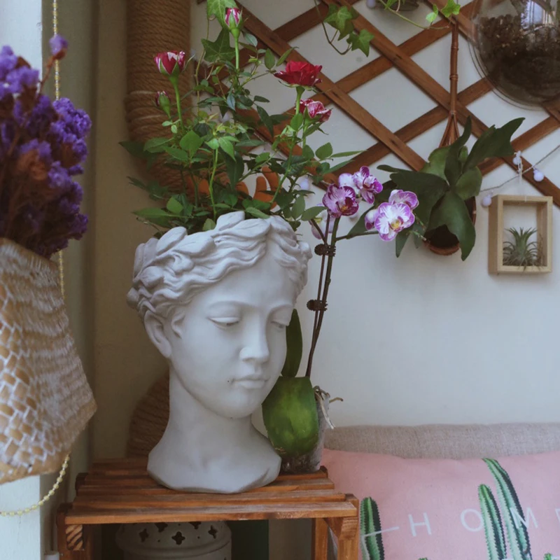 Muse художественный портрет богини подарок на новоселье бетонный цветочный горшок