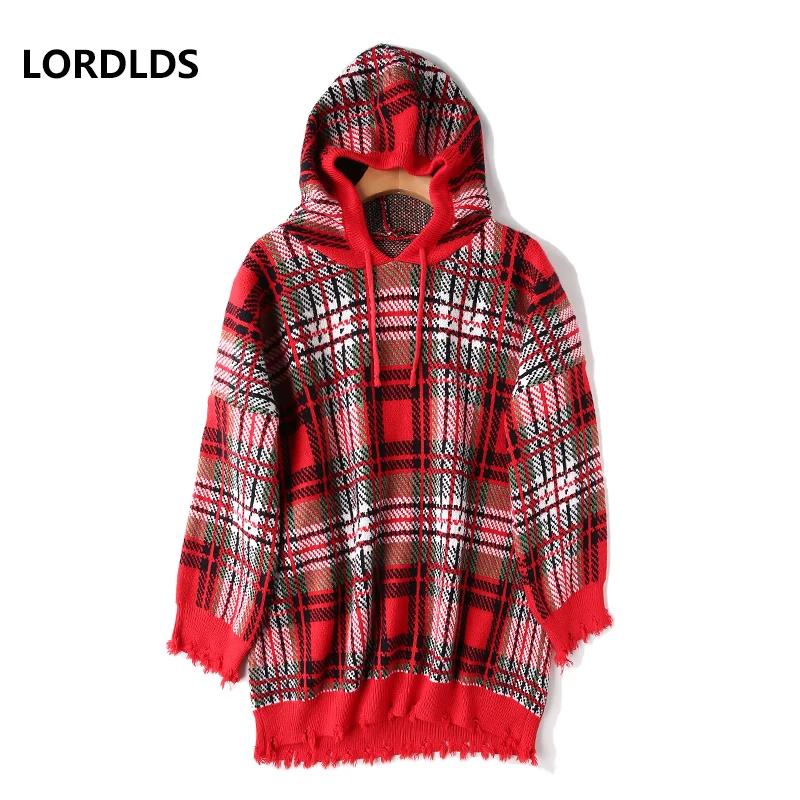 LORDLDS Fashion Womens Hooded Hoodies Plaid Women Clothes 2019 New Girl Light Red Pullovers Tops for woman | Женская одежда