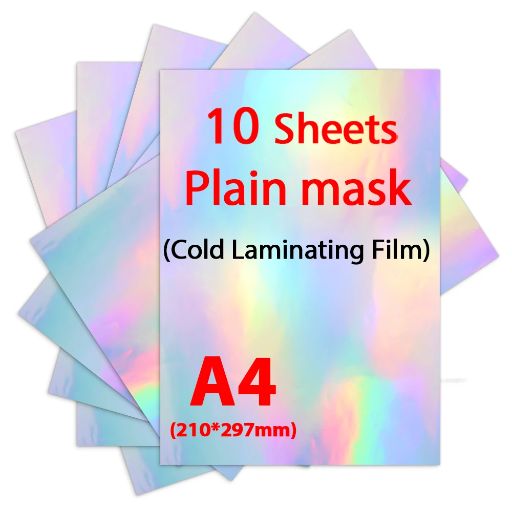 10 Sheets A4 Adhesive Tape Back Heart Cold Laminating Broken Glass On Paper Plastic DIY Package Color Card Film | Канцтовары для