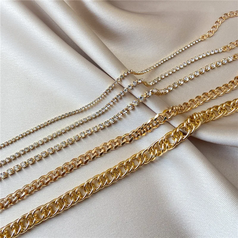 Женский многослойный браслет IF ME 5 шт./компл. с золотыми цепочками кристаллами в