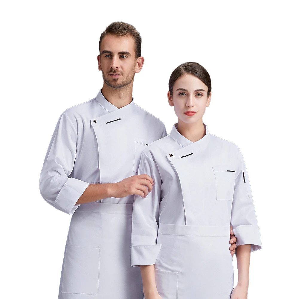 Белая форма шеф-повара для мужчин и женщин с длинным рукавом кухни пальто повара