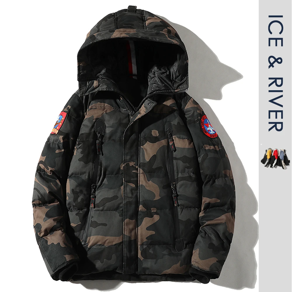 Мужская Зимняя Повседневная Толстая камуфляжная куртка с капюшоном в стиле хип