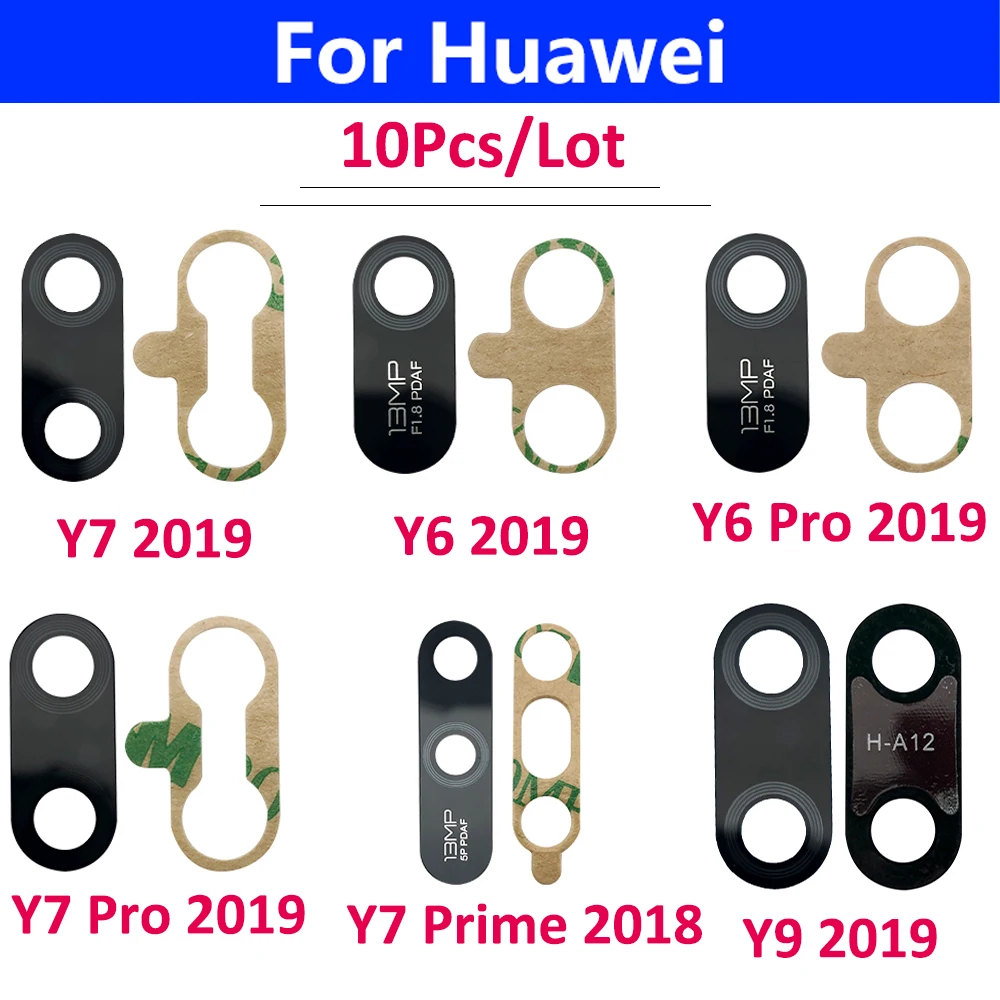 10 шт. новая стеклянная линза задней камеры для Huawei Y6 Pro Y7 Prime Y9 2019 стекло с клеем