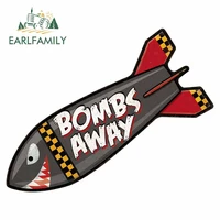 earlfamily 13cm x 10 4cm for bombs away rocket shark car sticker windshield trunk decal refrigerator personality vinyl car wrap