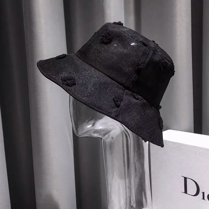 

organza korean small flower Summer women Bucket Hat Solid Color Beach UV Protection Round Top Sunscreen sun hat Cap