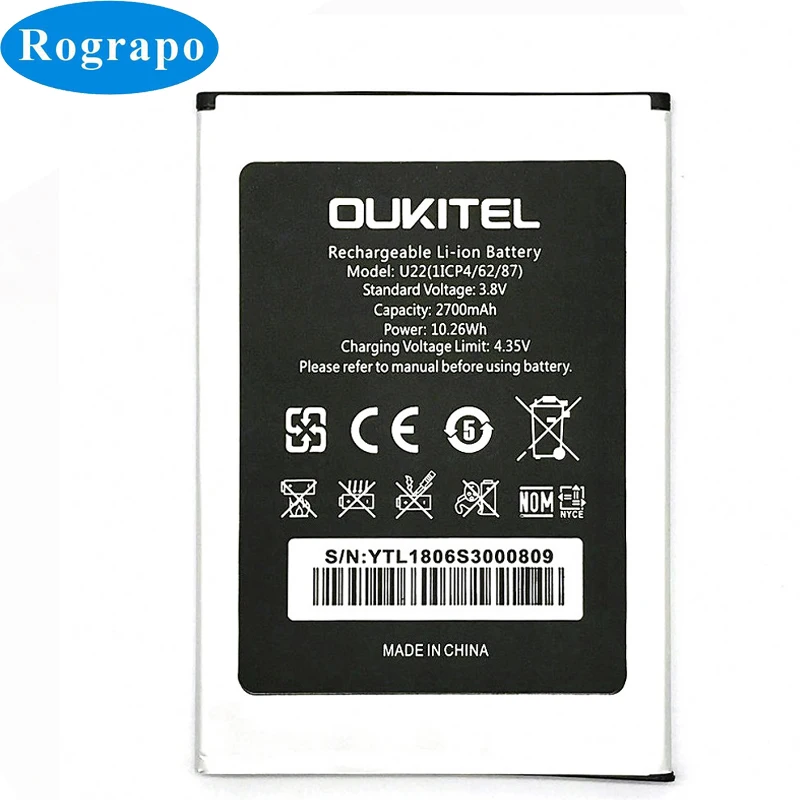 Новый высококачественный сменный аккумулятор 2700 мАч U 22 для Oukitel U22 Аккумуляторы