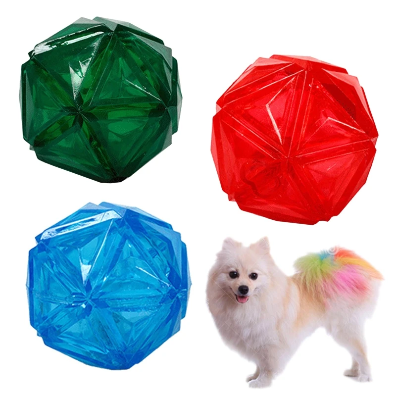 

3 Pcs Flash Bouncy Ball Dog Squeak Interactive Chew Toys Bite-resistant Tooth