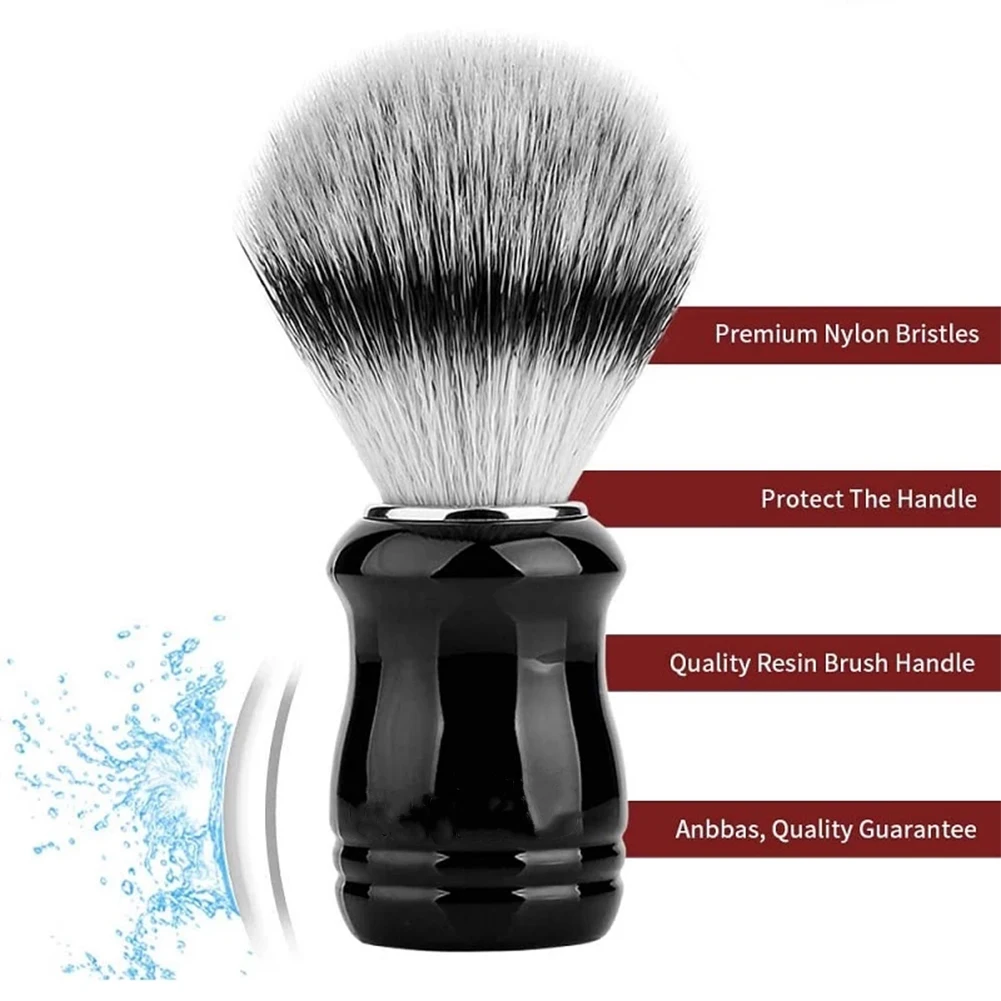 

Synthetic Badger Shaving Brush with Black Holder Stand 2IN1 Resin Handle Foam Brush Set for Men Close Wet Shave