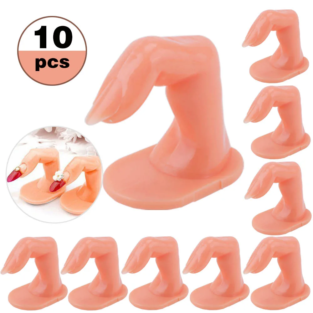 

1/5/10pcs Plastic Practice Fake Finger Nail Art Model Finger Tool Adjustable DIY Acrylic UV Gel Manicure Nail Tools For training