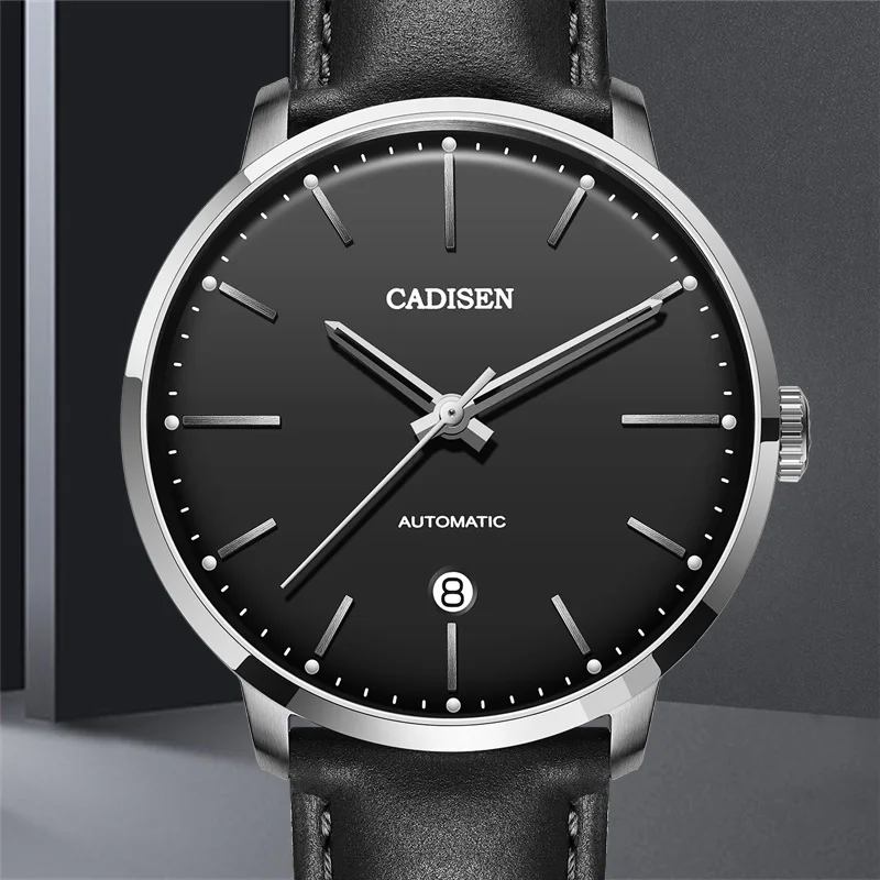 

CADISEN Top Brand Men Mechanical Watch Waterproof Leather Casual Automatic Date Watch Male Clock reloj hombre marca de lujo
