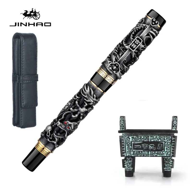 Шариковая ручка Jinhao с наконечником 0 7 мм Дракон и Феникс тяжелый металлическая