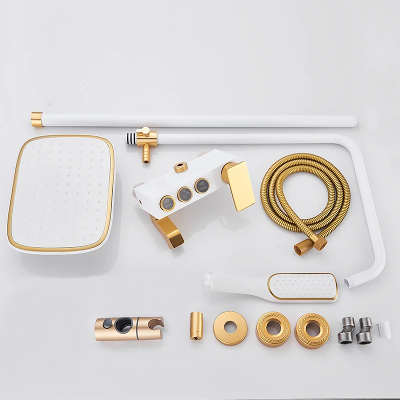 

Black Gold Shower Faucet Set Space Aluminum Rainfall Bathroom Shower Panel Mixer Faucets With Bidet Hot Cold Water Mixer Tap