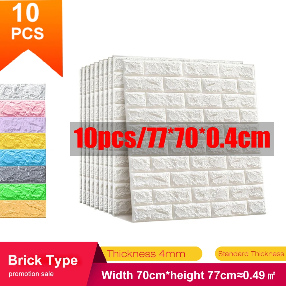 

5/10pcs 3D Wall Stickers Imitation Brick Bedroom Decor Waterproof Self-adhesive Wallpaper For Living Room Kitchen TV Backdrop