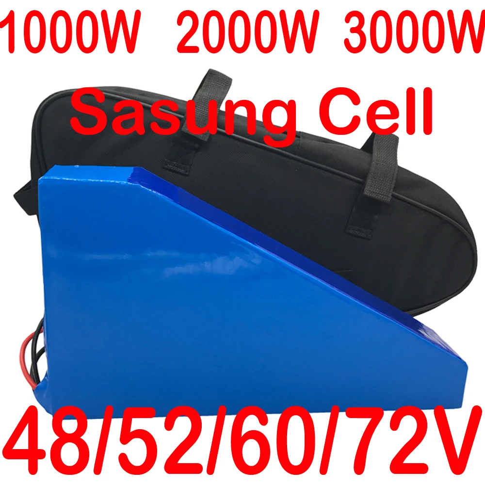 

Duty Free Triangle Battery 48V 52V 60V 72V 20AH 25AH 30AH 35AH E-Bike Battery Samsung Cell For 3000W 2000W 1000W Bafang TSDZ2