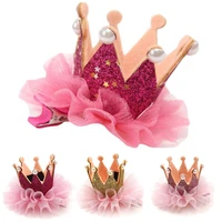 new children princess cute crown hairpin girls fashion lace barrette kids hair jewelry hair clips accessories headwear