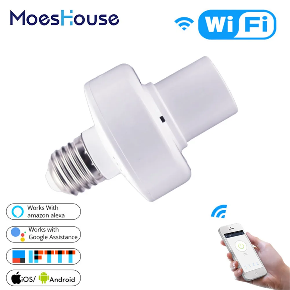 WiFi Smart Light Bulb Adapter Lamp Holder Base AC Life/Tuya Wireless Voice Control with Alexa Google Home E27 E26 85-265V | Обустройство