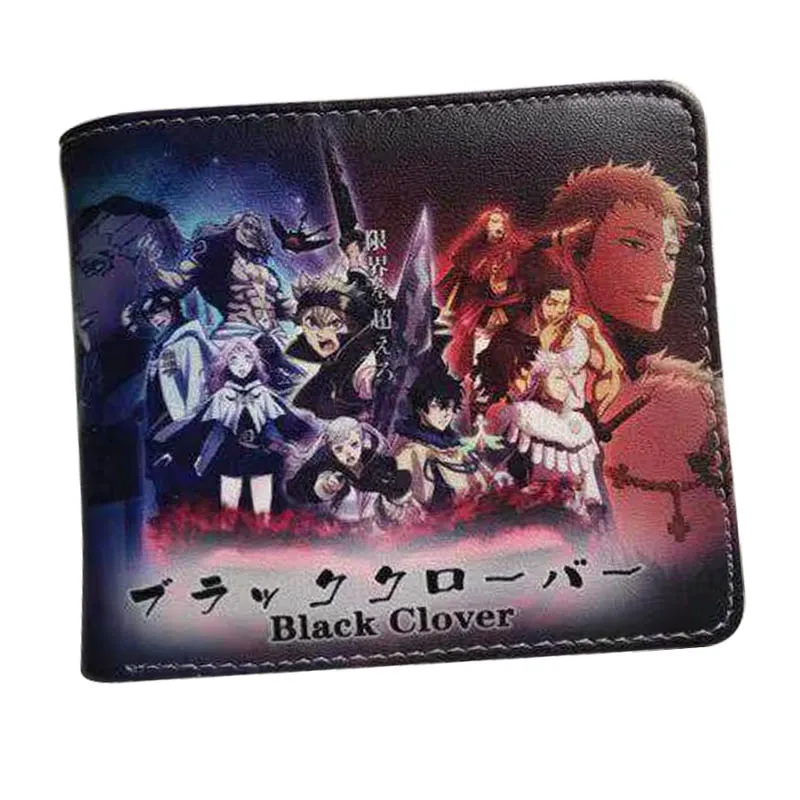 Кошелек с рисунком чёрного клевера двойной бумажник кармашком для мелочи