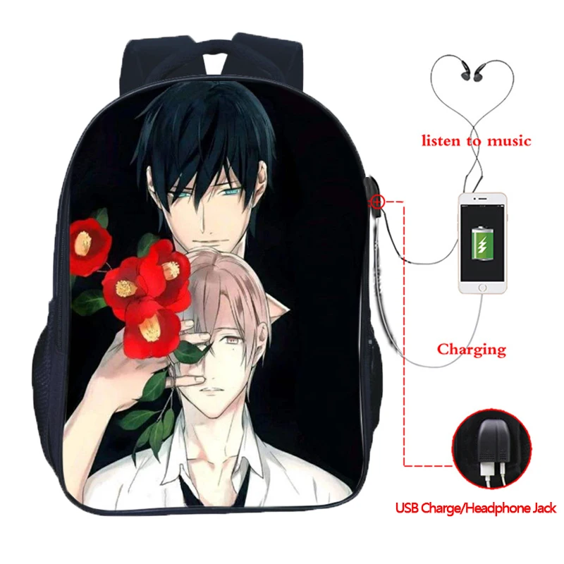 10 шт. Rihito Takarai USB зарядка сумки для студентов двойной карман школьный рюкзак