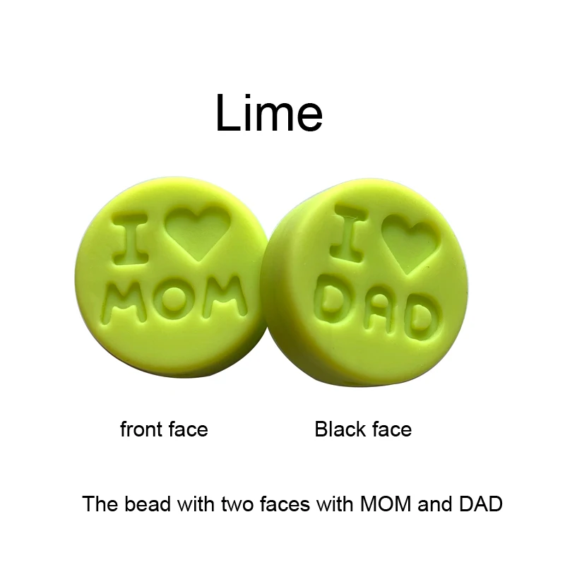 Lime Новинка 100 шт я люблю маму Силиконовые Прорезыватели свободные бусины плоской круглой формы жевательные бусины для DIY соска для зубов Шарм Детские зубные кольца - Цвет: Lime
